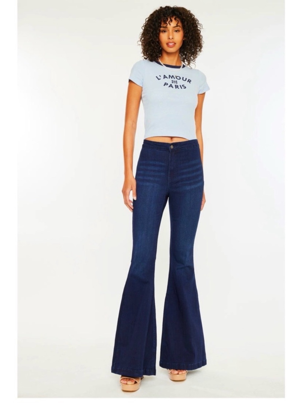 KANCAN High Rise Dark Wash Festival Flare Jeans Size 29 - Picture 3 of 9
